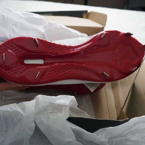 NIB Adidas Icon 8 Baseball Cleats Red White Size 15‎ New IG7104 - Picture 3 of 6
